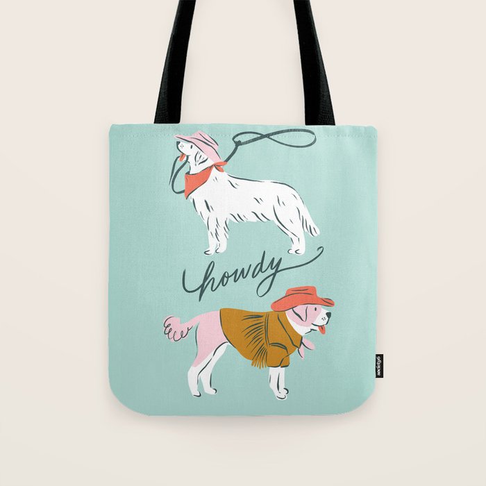 Howdy Western Cowboy Dogs Tote Bag Gallery Image 1