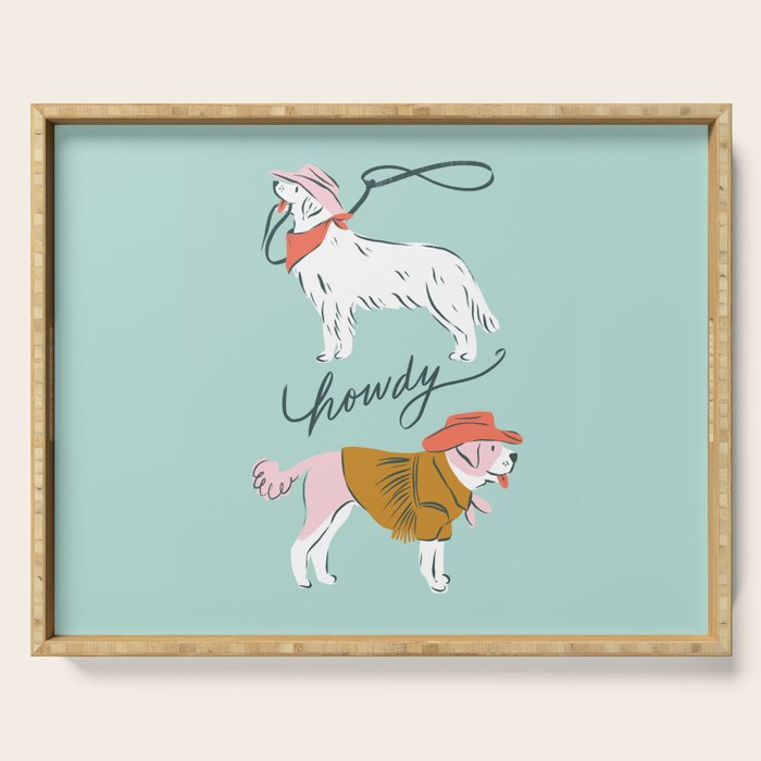 Howdy Western Cowboy Dogs Serving Tray Gallery Image 1