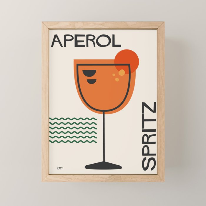Cocktail Retro Mid Century Aperol Spritz Mini Art Print Gallery Image 1