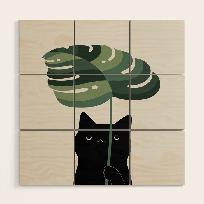 Cat and Plant 16 Wood Wall Art Gallery Image 1