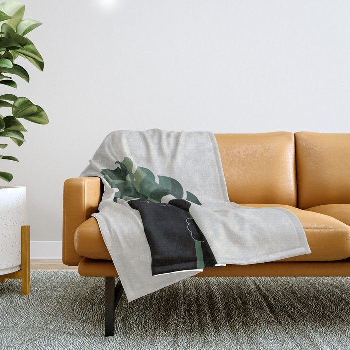 Cat and Plant 16 Throw Blanket Gallery Image 1