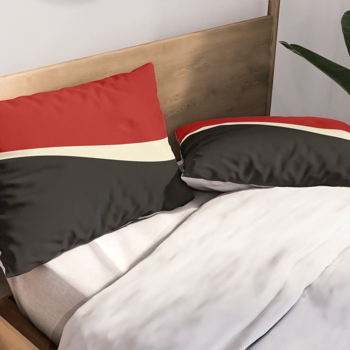 Simple Waves 2 - Red & Cream Pillow Sham Gallery Image 2