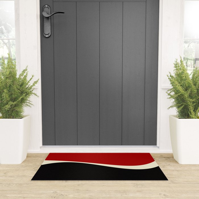 Simple Waves 2 - Red & Cream Welcome Mat Gallery Image 3