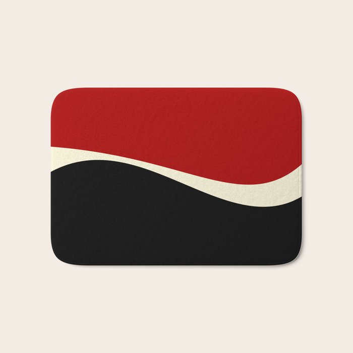 Simple Waves 2 - Red & Cream Bath Mat Gallery Image 1