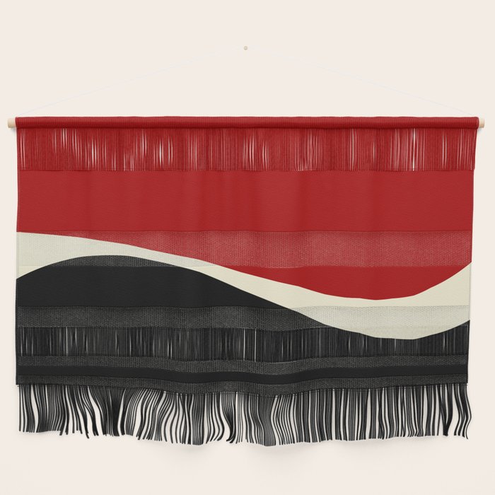 Simple Waves 2 - Red & Cream Wall Hanging Gallery Image 1