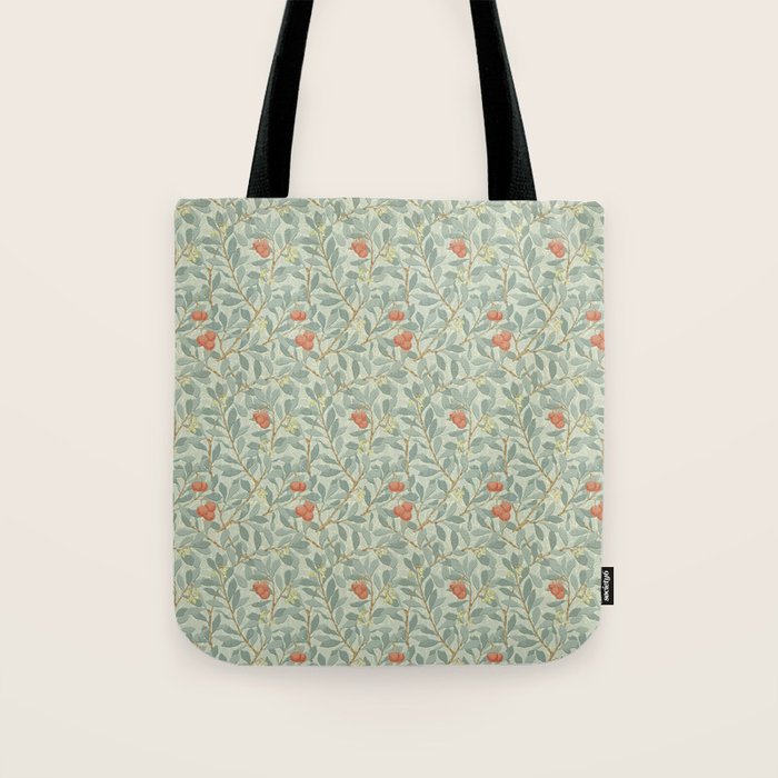 William Morris Arbutus Blue Cream Red Vintage Pattern Tote Bag Gallery Image 1