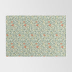 William Morris Arbutus Blue Cream Red Vintage Pattern Rug Gallery Image 2