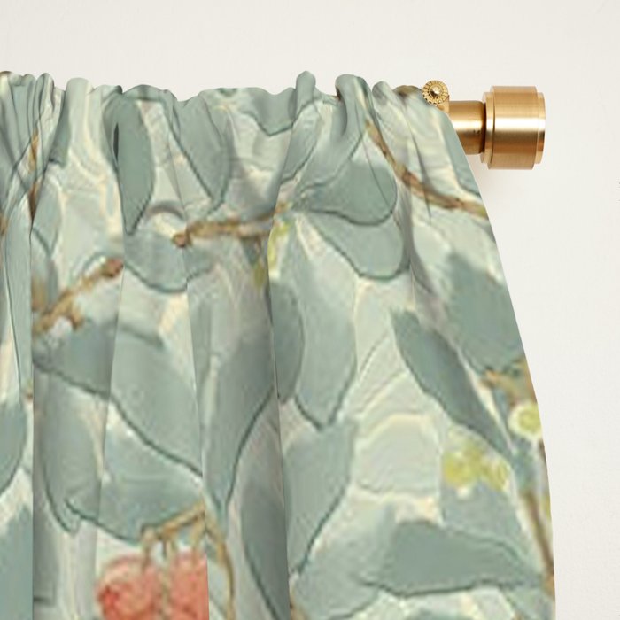William Morris Arbutus Blue Cream Red Vintage Pattern Window Curtain Gallery Image 2