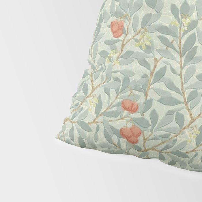 William Morris Arbutus Blue Cream Red Vintage Pattern Pillow Sham Gallery Image 4