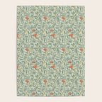 William Morris Arbutus Blue Cream Red Vintage Pattern Poster Gallery Image 4