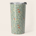 William Morris Arbutus Blue Cream Red Vintage Pattern Travel Mug Gallery Image 2