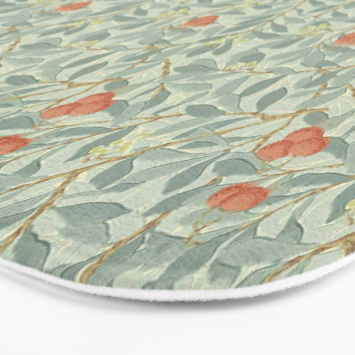William Morris Arbutus Blue Cream Red Vintage Pattern Bath Mat Gallery Image 3