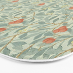 William Morris Arbutus Blue Cream Red Vintage Pattern Bath Mat Gallery Image 3