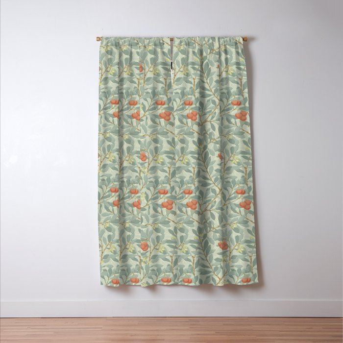 William Morris Arbutus Blue Cream Red Vintage Pattern Window Curtain Gallery Image 3