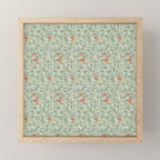 William Morris Arbutus Blue Cream Red Vintage Pattern Mini Art Print Gallery Image 1