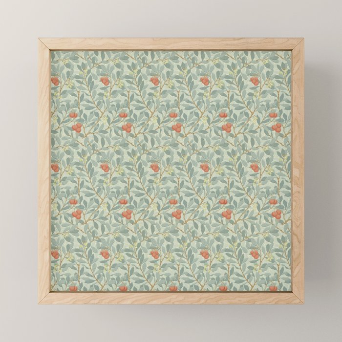 William Morris Arbutus Blue Cream Red Vintage Pattern Mini Art Print Gallery Image 1