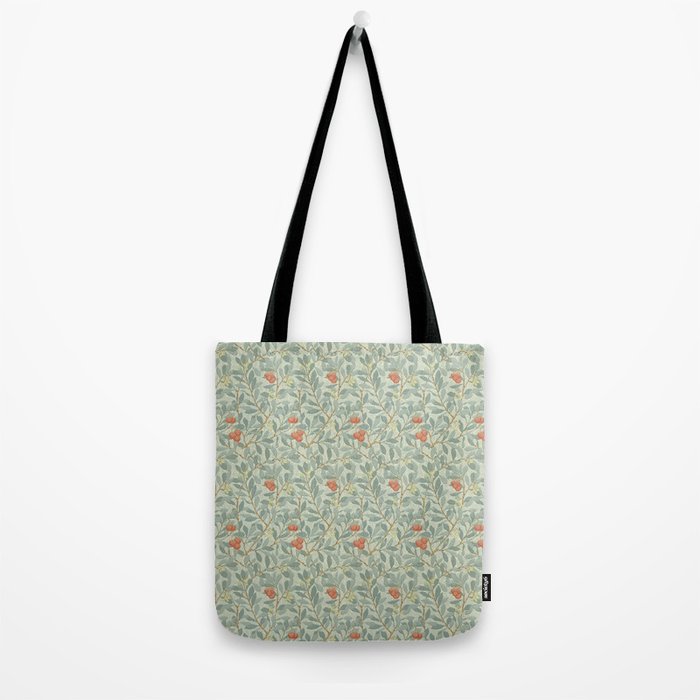 William Morris Arbutus Blue Cream Red Vintage Pattern Tote Bag Gallery Image 2