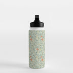 William Morris Arbutus Blue Cream Red Vintage Pattern Water Bottle Gallery Image 3