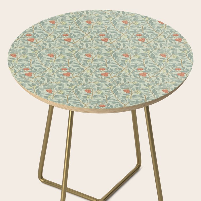 William Morris Arbutus Blue Cream Red Vintage Pattern Side Table Gallery Image 2
