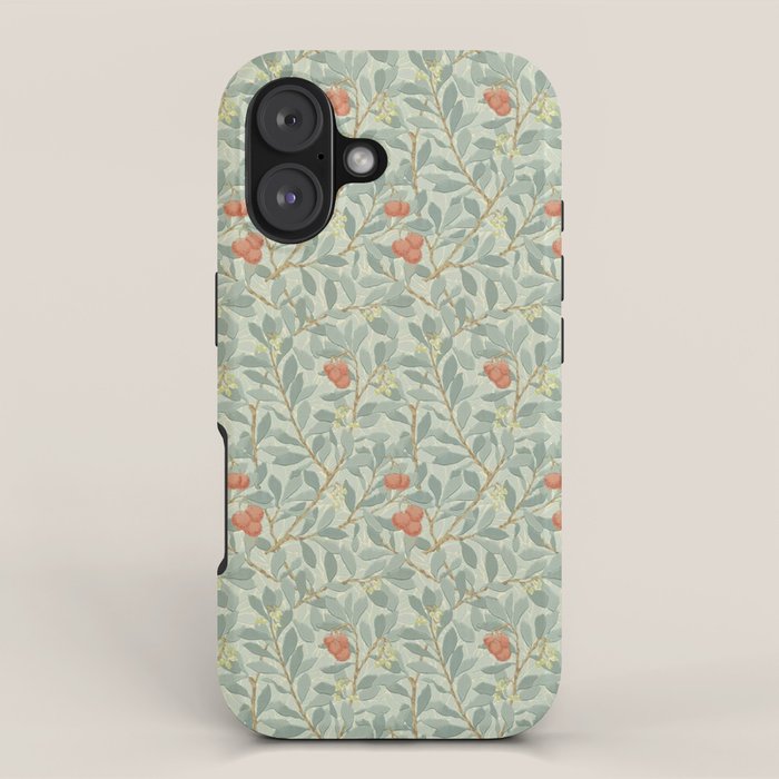William Morris Arbutus Blue Cream Red Vintage Pattern iPhone Case Gallery Image 1