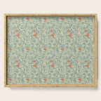 William Morris Arbutus Blue Cream Red Vintage Pattern Serving Tray Gallery Image 1