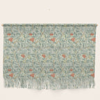 William Morris Arbutus Blue Cream Red Vintage Pattern Wall Hanging Gallery Image 1