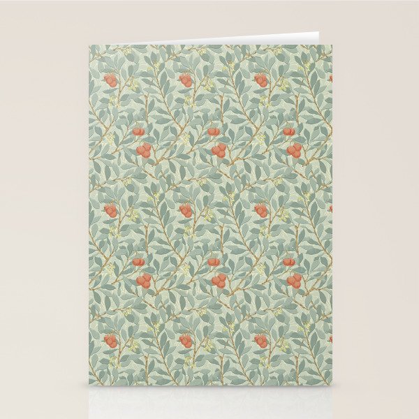 William Morris Arbutus Blue Cream Red Vintage Pattern Stationery Card Gallery Image 2