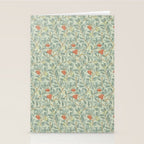 William Morris Arbutus Blue Cream Red Vintage Pattern Stationery Card Gallery Image 2
