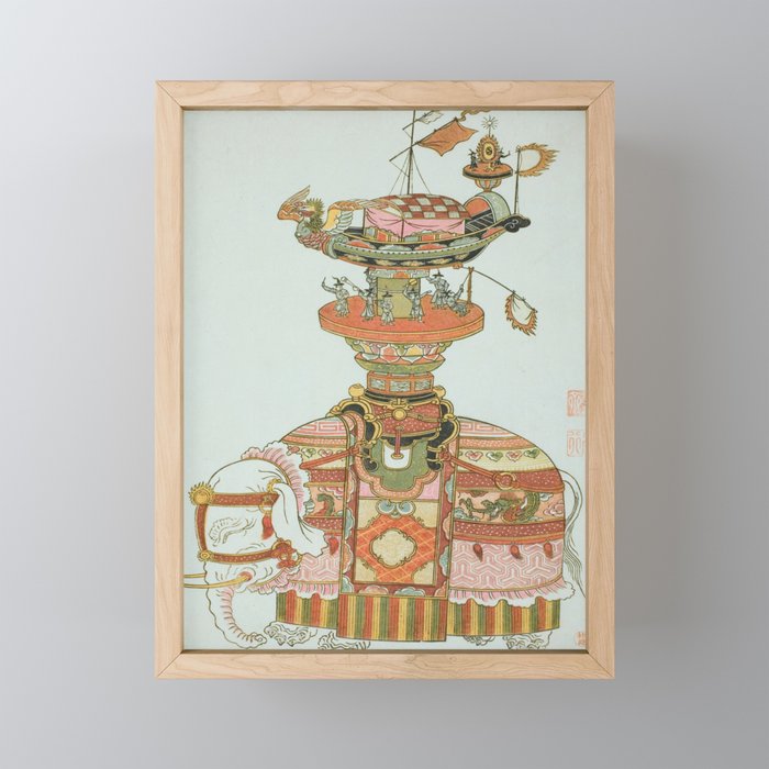 Mechanical Elephant with Festival Barge and Korean Musicians by Komatsuya Hyakki Mini Art Print Gallery Image 1