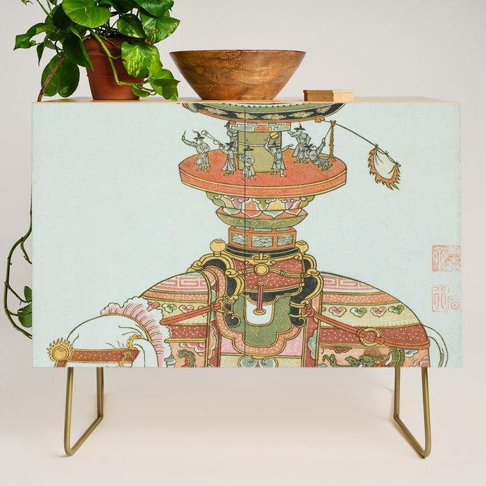 Mechanical Elephant with Festival Barge and Korean Musicians by Komatsuya Hyakki Credenza Gallery Image 1