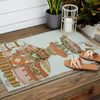 Mechanical Elephant with Festival Barge and Korean Musicians by Komatsuya Hyakki Outdoor Rug Gallery Image 2