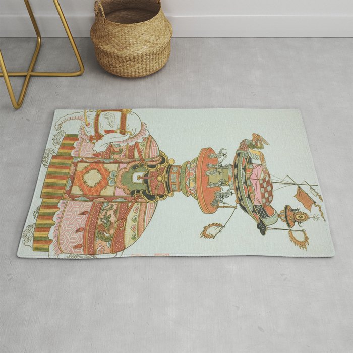 Mechanical Elephant with Festival Barge and Korean Musicians by Komatsuya Hyakki Rug Gallery Image 1
