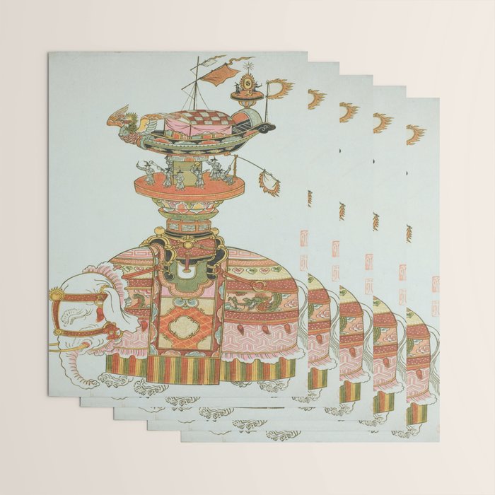Mechanical Elephant with Festival Barge and Korean Musicians by Komatsuya Hyakki Wrapping Paper Gallery Image 3
