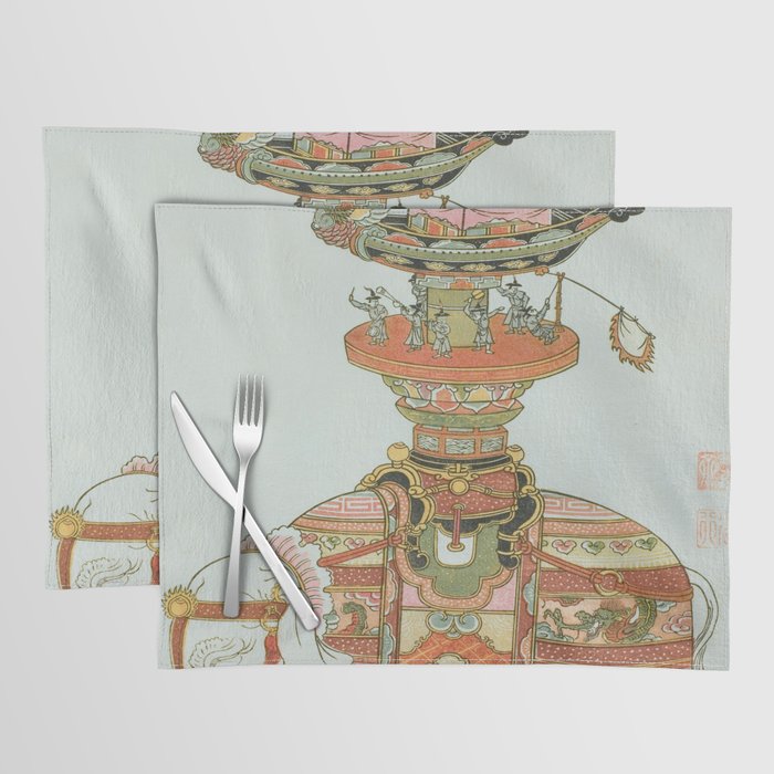 Mechanical Elephant with Festival Barge and Korean Musicians by Komatsuya Hyakki Placemat Gallery Image 1