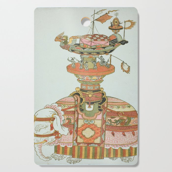 Mechanical Elephant with Festival Barge and Korean Musicians by Komatsuya Hyakki Cutting Board Gallery Image 1