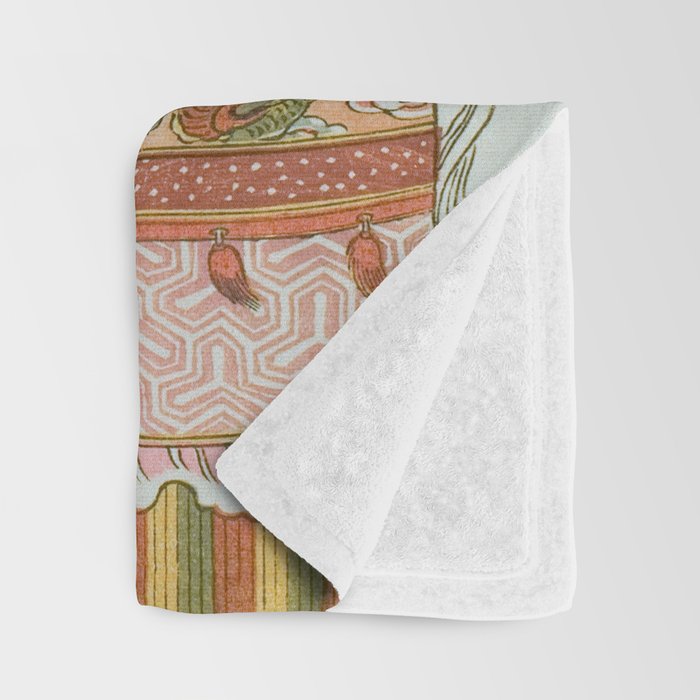 Mechanical Elephant with Festival Barge and Korean Musicians by Komatsuya Hyakki Throw Blanket Gallery Image 3