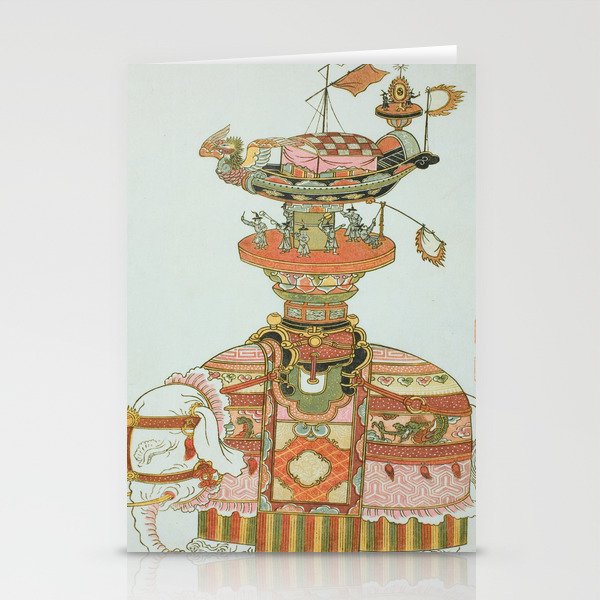 Mechanical Elephant with Festival Barge and Korean Musicians by Komatsuya Hyakki Stationery Card Gallery Image 1