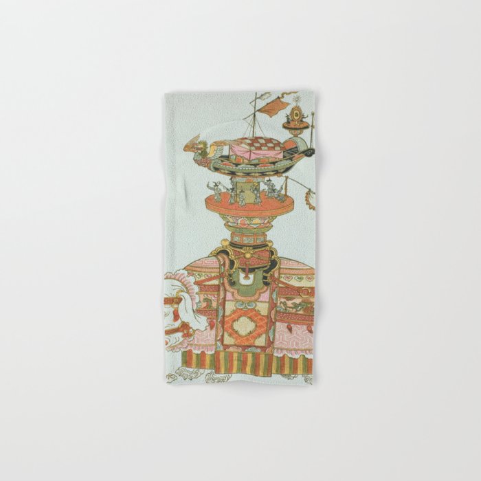 Mechanical Elephant with Festival Barge and Korean Musicians by Komatsuya Hyakki Bath Towel Gallery Image 1