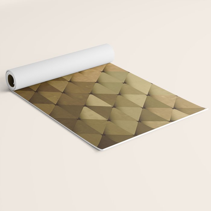 Triangles Yellow Brown Olive Green Yoga Mat Gallery Image 2