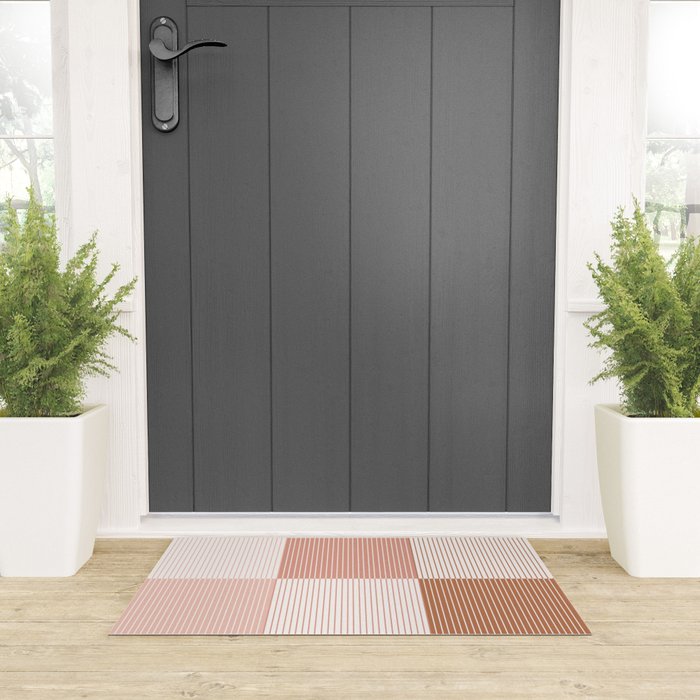 Color Block Line Pattern V Welcome Mat Gallery Image 3