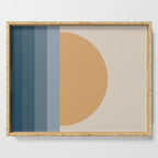 Minimal Retro Sunset Sunrise - Nautical Ocean Blue Serving Tray Gallery Image 1