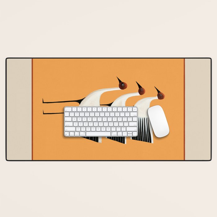 Striped Bird Trio II Desk Mat Gallery Image 1