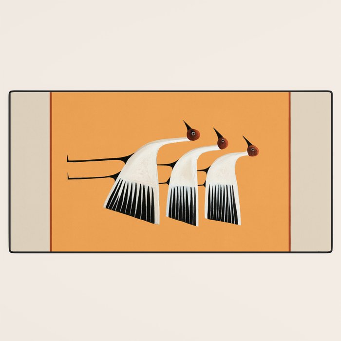 Striped Bird Trio II Desk Mat Gallery Image 3