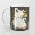 Swan Dance - Charcoal Black Background Coffee Mug Gallery Image 3
