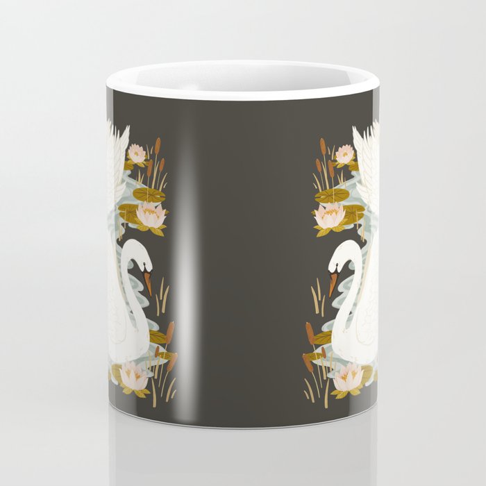 Swan Dance - Charcoal Black Background Coffee Mug Gallery Image 4