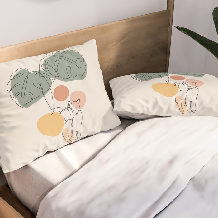 Cat and Plant 36 Pillow Sham Gallery Image 2