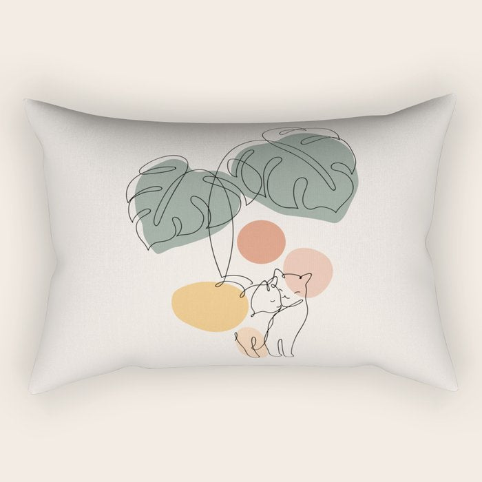 Cat and Plant 36 Rectangular Pillow Gallery Image 1