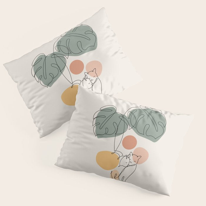 Cat and Plant 36 Pillow Sham Gallery Image 3