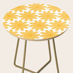 Crayon Flowers Cheerful Floral Pattern in Mustard Yellow and White Side Table Gallery Image 2