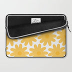 Crayon Flowers Cheerful Floral Pattern in Mustard Yellow and White Laptop Sleeve Gallery Image 2
